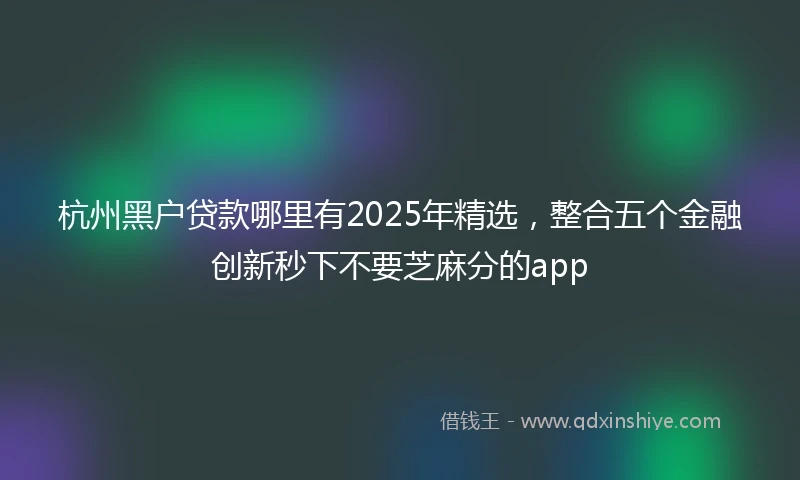 杭州黑户贷款哪里有2025年精选，整合五个金融创新秒下不要芝麻分的app