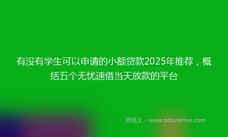 有没有学生可以申请的小额贷款2025年推荐，概括五个无忧速借当天放款的平台
