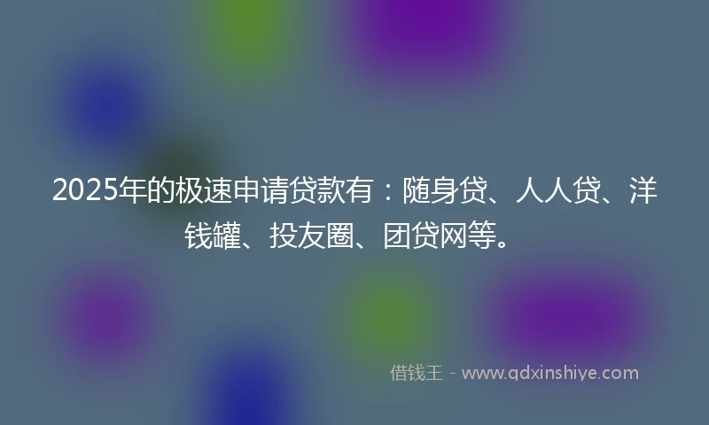 2025年的极速申请贷款有：随身贷、人人贷、洋钱罐、投友圈、团贷网等。