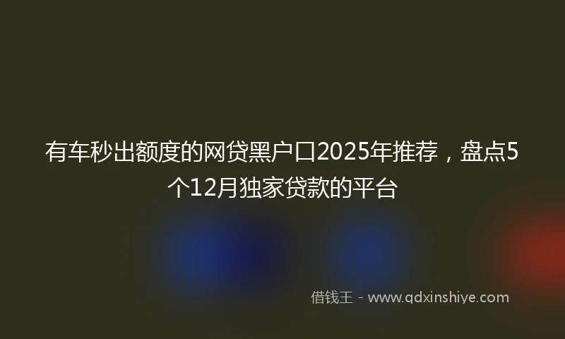 有车秒出额度的网贷黑户口2025年推荐，盘点5个12月独家贷款的平台