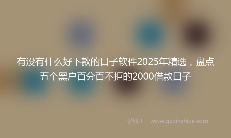 有没有什么好下款的口子软件2025年精选，盘点五个黑户百分百不拒的2000借款口子