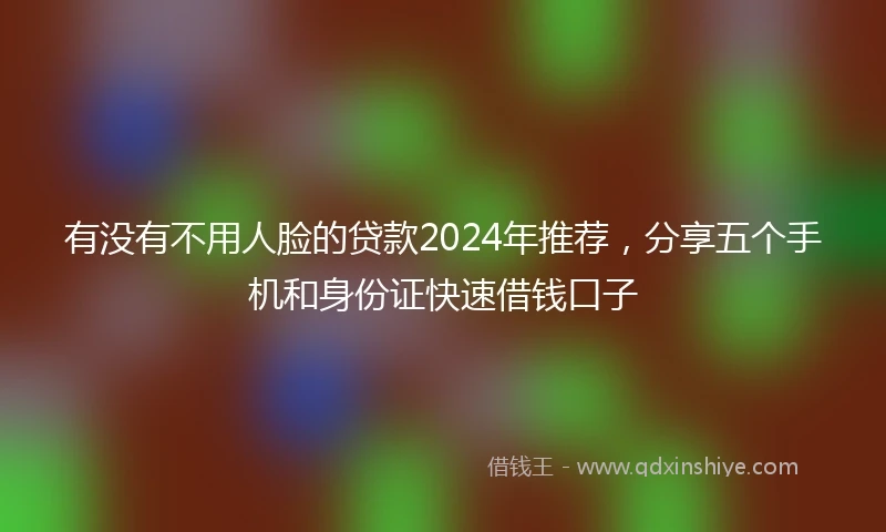 有没有不用人脸的贷款2024年推荐，分享五个手机和身份证快速借钱口子
