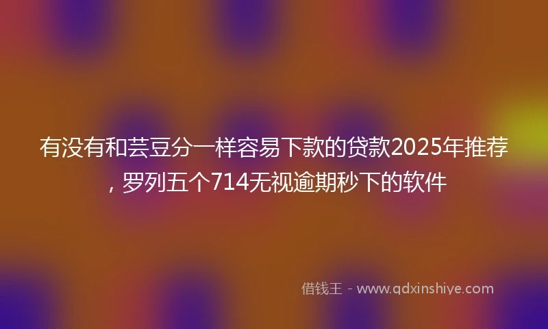 有没有和芸豆分一样容易下款的贷款2025年推荐，罗列五个714无视逾期秒下的软件