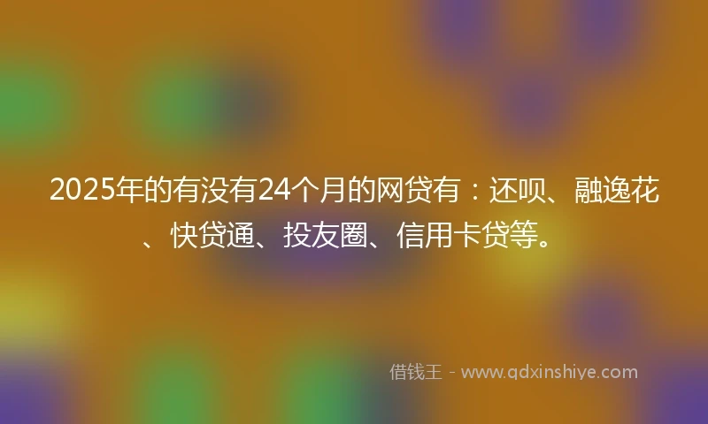 2025年的有没有24个月的网贷有：还呗、融逸花、快贷通、投友圈、信用卡贷等。