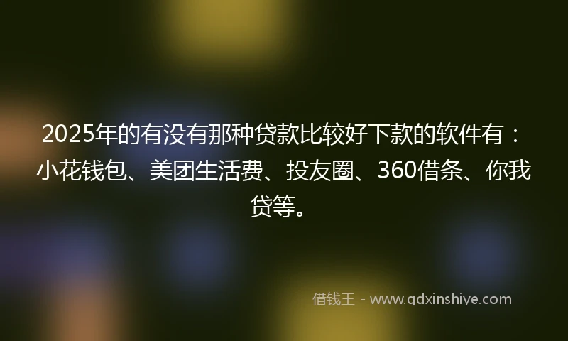 2025年的有没有那种贷款比较好下款的软件有：小花钱包、美团生活费、投友圈、360借条、你我贷等。