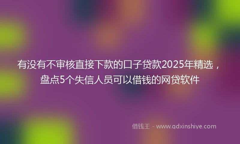 有没有不审核直接下款的口子贷款2025年精选，盘点5个失信人员可以借钱的网贷软件