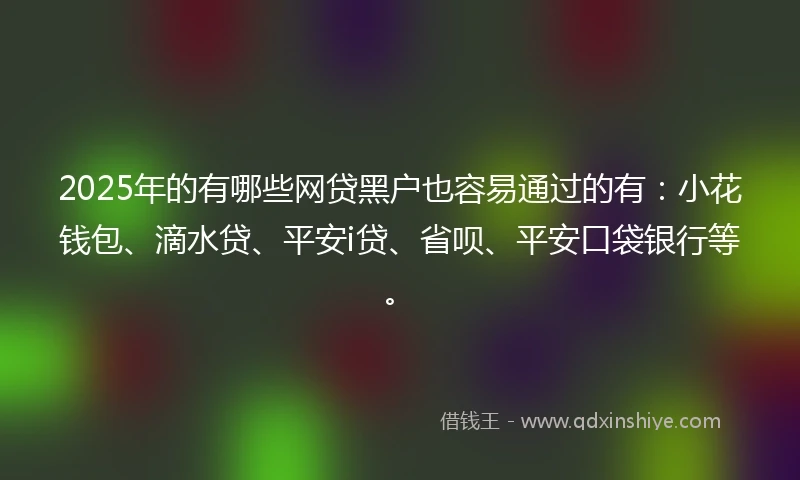 2025年的有哪些网贷黑户也容易通过的有：小花钱包、滴水贷、平安i贷、省呗、平安口袋银行等。