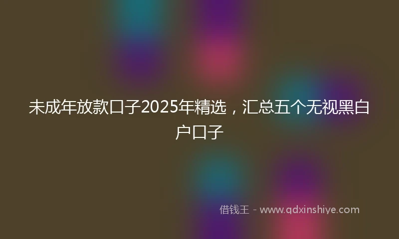 未成年放款口子2025年精选，汇总五个无视黑白户口子