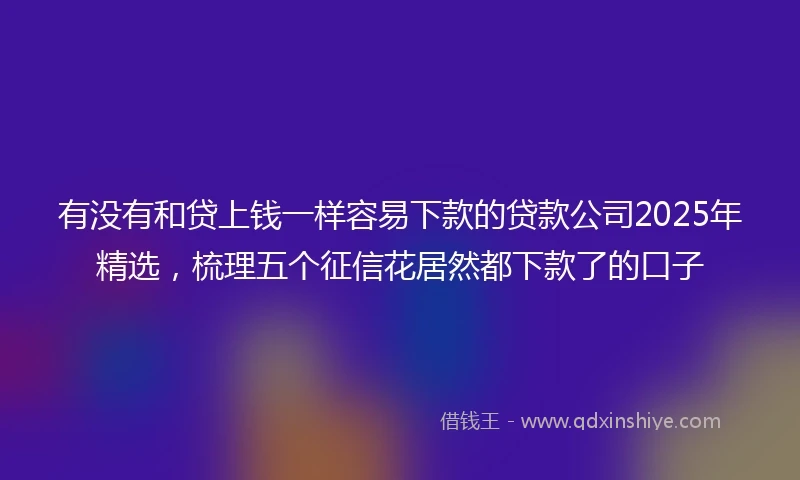 有没有和贷上钱一样容易下款的贷款公司2025年精选，梳理五个征信花居然都下款了的口子