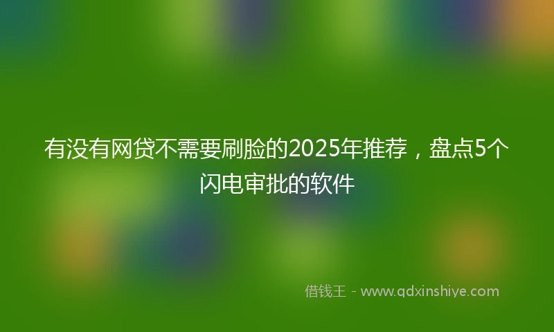 有没有网贷不需要刷脸的2025年推荐，盘点5个闪电审批的软件