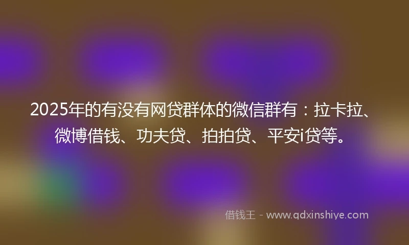 2025年的有没有网贷群体的微信群有：拉卡拉、微博借钱、功夫贷、拍拍贷、平安i贷等。