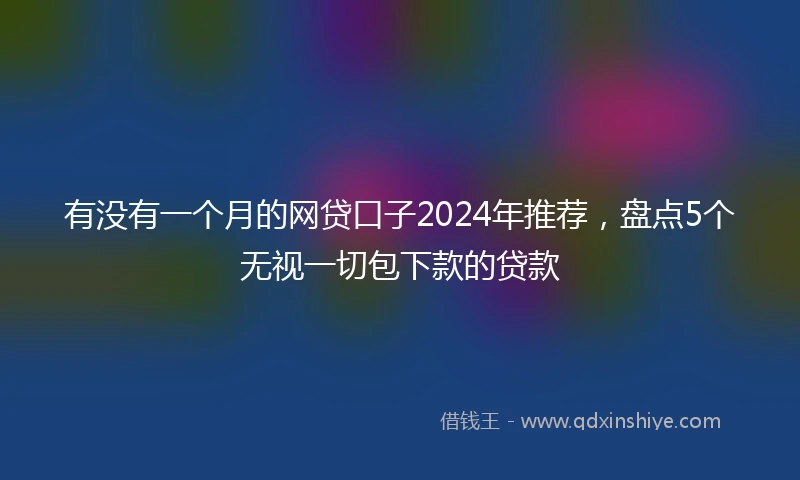 有没有一个月的网贷口子2024年推荐，盘点5个无视一切包下款的贷款