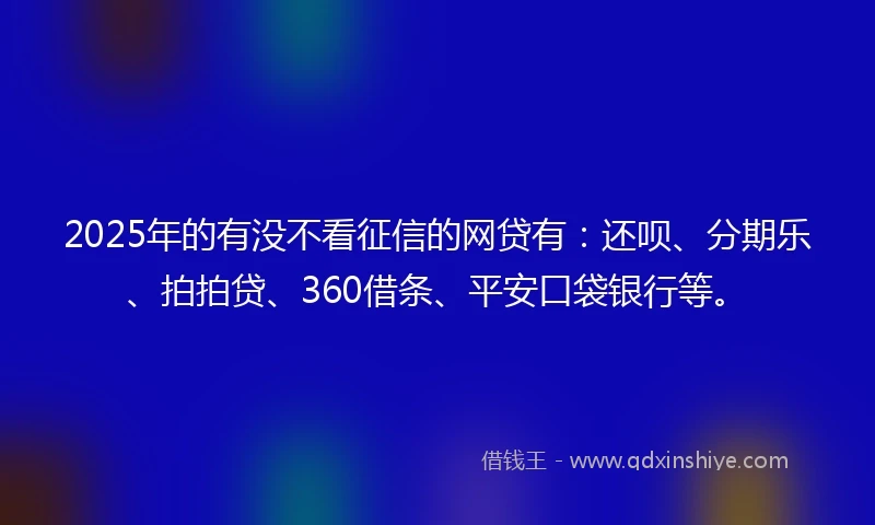 2025年的有没不看征信的网贷有：还呗、分期乐、拍拍贷、360借条、平安口袋银行等。