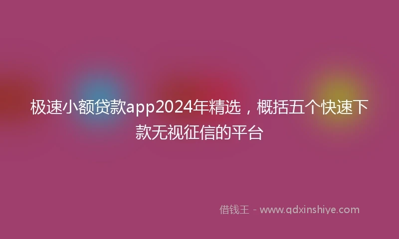 极速小额贷款app2024年精选，概括五个快速下款无视征信的平台