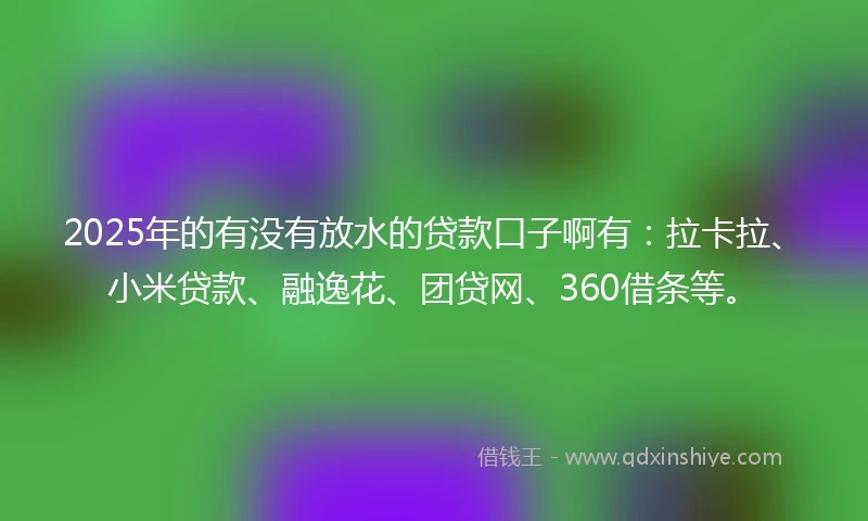2025年的有没有放水的贷款口子啊有：拉卡拉、小米贷款、融逸花、团贷网、360借条等。