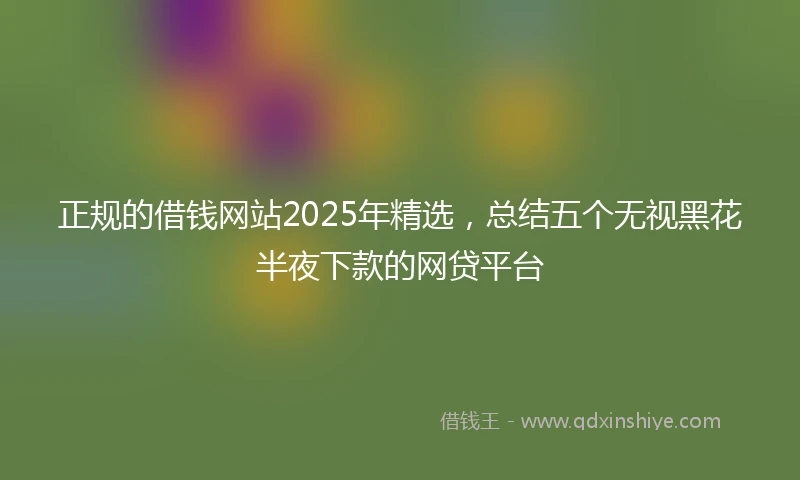 正规的借钱网站2025年精选，总结五个无视黑花半夜下款的网贷平台