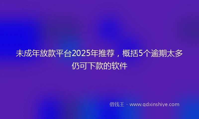 未成年放款平台2025年推荐，概括5个逾期太多仍可下款的软件