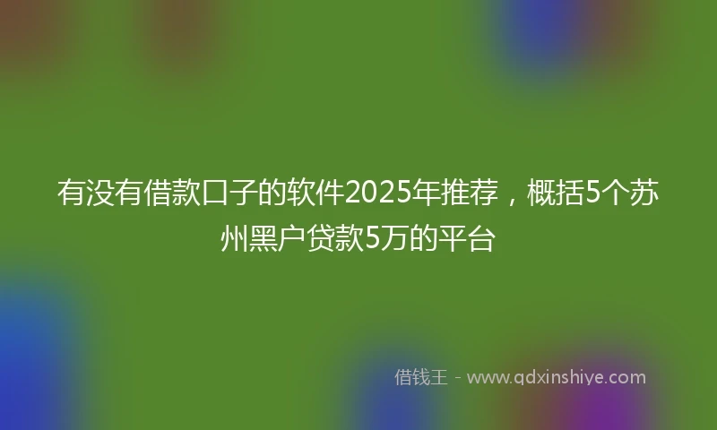有没有借款口子的软件2025年推荐，概括5个苏州黑户贷款5万的平台