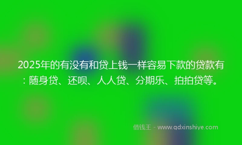 2025年的有没有和贷上钱一样容易下款的贷款有：随身贷、还呗、人人贷、分期乐、拍拍贷等。
