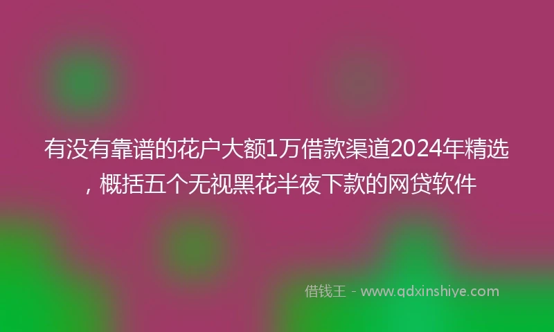 有没有靠谱的花户大额1万借款渠道2024年精选，概括五个无视黑花半夜下款的网贷软件