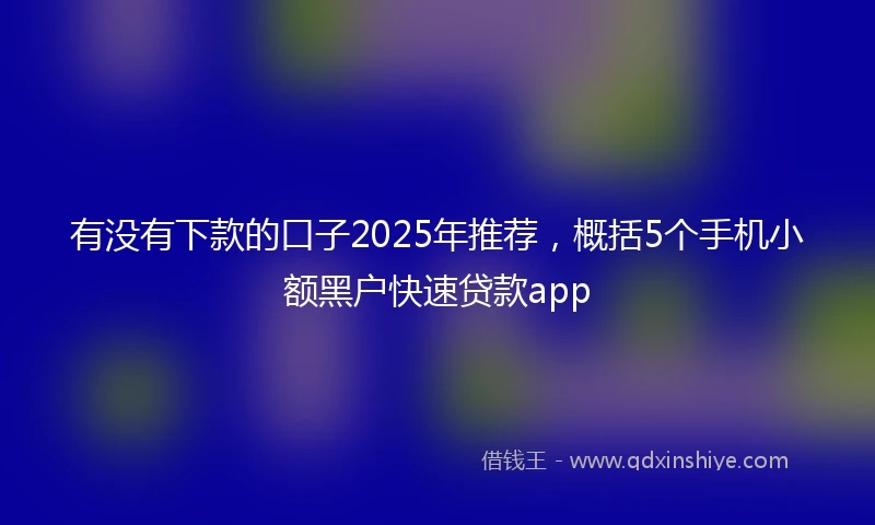 有没有下款的口子2025年推荐，概括5个手机小额黑户快速贷款app