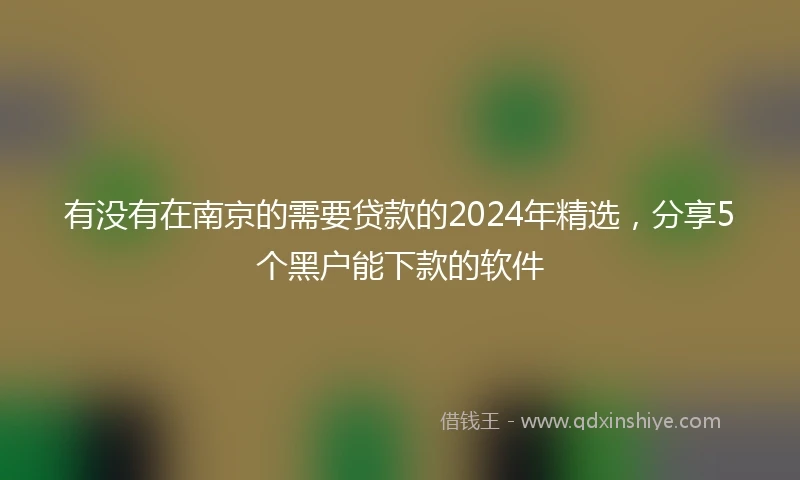 有没有在南京的需要贷款的2024年精选，分享5个黑户能下款的软件