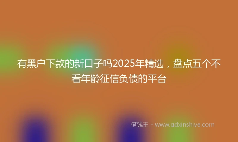 有黑户下款的新口子吗2025年精选，盘点五个不看年龄征信负债的平台