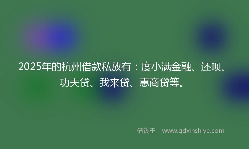 2025年的杭州借款私放有：度小满金融、还呗、功夫贷、我来贷、惠商贷等。
