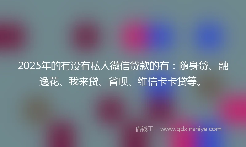 2025年的有没有私人微信贷款的有：随身贷、融逸花、我来贷、省呗、维信卡卡贷等。