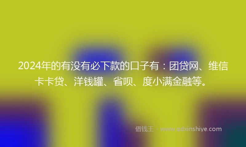 2024年的有没有必下款的口子有：团贷网、维信卡卡贷、洋钱罐、省呗、度小满金融等。