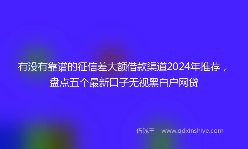 有没有靠谱的征信差大额借款渠道2024年推荐，盘点五个最新口子无视黑白户网贷