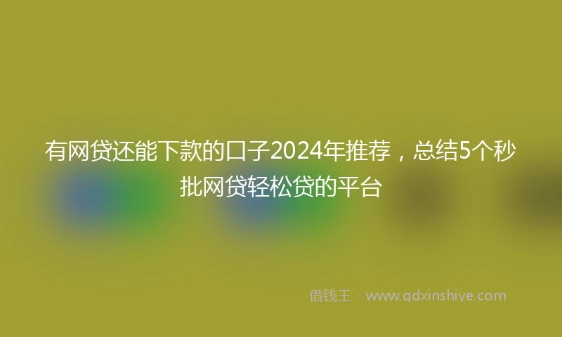 有网贷还能下款的口子2024年推荐，总结5个秒批网贷轻松贷的平台