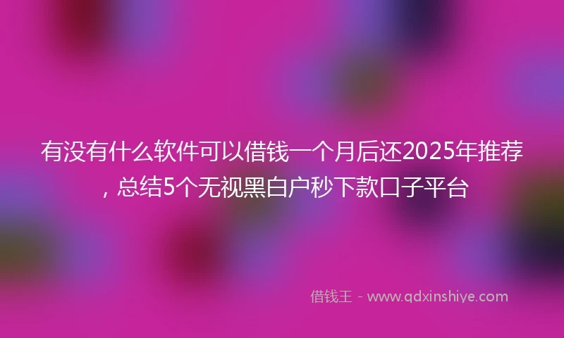 有没有什么软件可以借钱一个月后还2025年推荐，总结5个无视黑白户秒下款口子平台