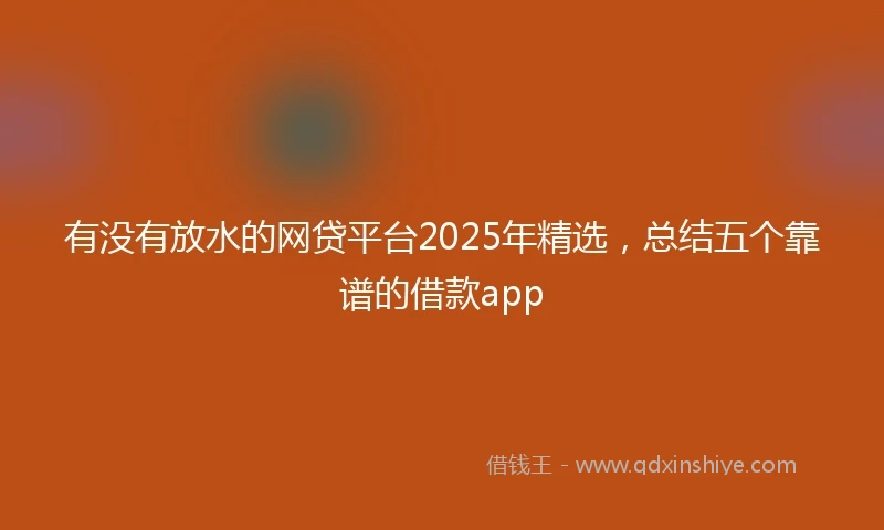 有没有放水的网贷平台2025年精选，总结五个靠谱的借款app