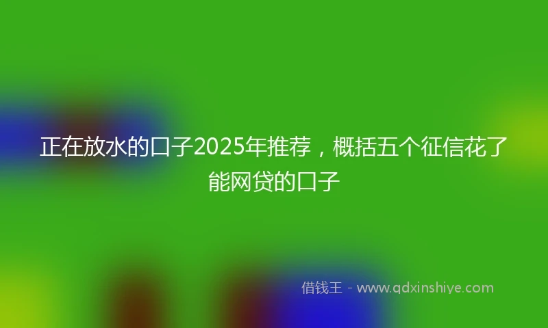 正在放水的口子2025年推荐，概括五个征信花了能网贷的口子