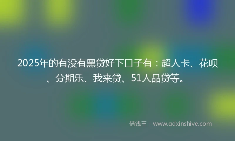 2025年的有没有黑贷好下口子有：超人卡、花呗、分期乐、我来贷、51人品贷等。