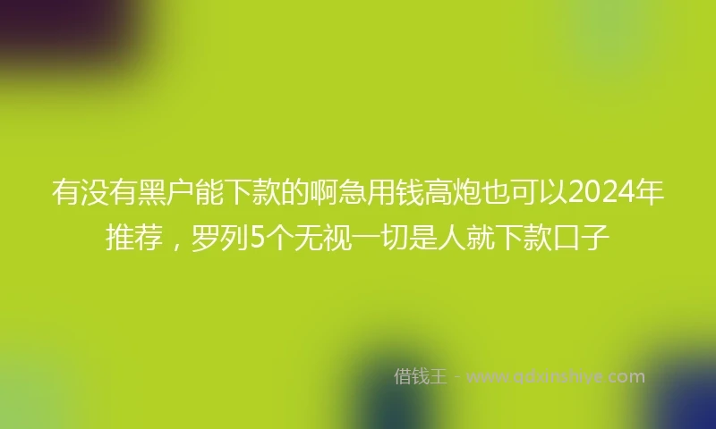 有没有黑户能下款的啊急用钱高炮也可以2024年推荐，罗列5个无视一切是人就下款口子