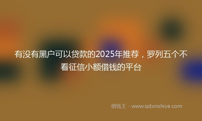 有没有黑户可以贷款的2025年推荐，罗列五个不看征信小额借钱的平台