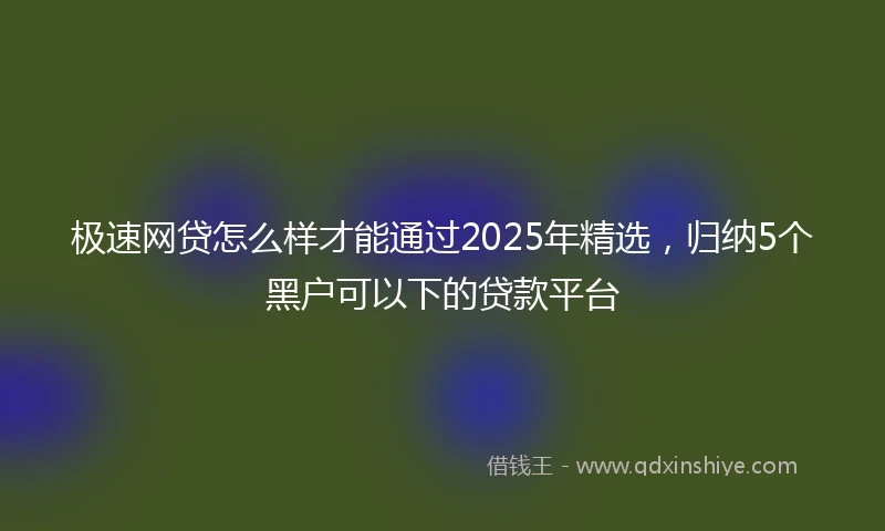极速网贷怎么样才能通过2025年精选，归纳5个黑户可以下的贷款平台