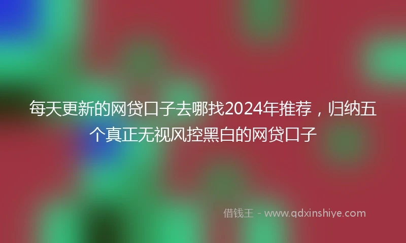 每天更新的网贷口子去哪找2024年推荐，归纳五个真正无视风控黑白的网贷口子