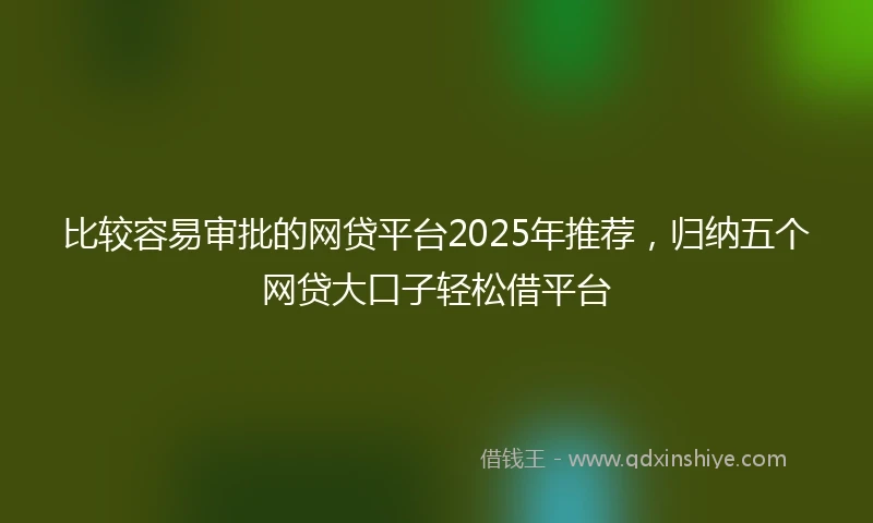 比较容易审批的网贷平台2025年推荐，归纳五个网贷大口子轻松借平台