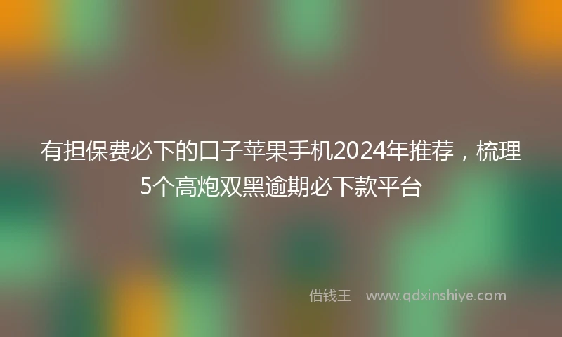有担保费必下的口子苹果手机2024年推荐，梳理5个高炮双黑逾期必下款平台