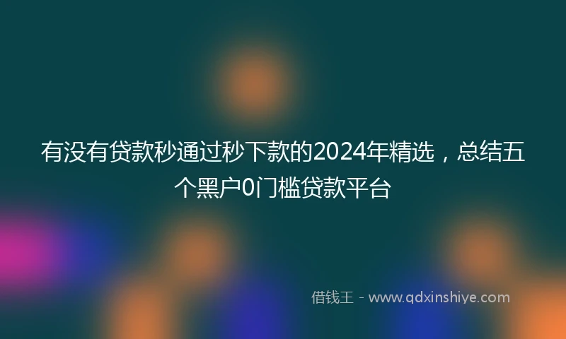 有没有贷款秒通过秒下款的2024年精选，总结五个黑户0门槛贷款平台