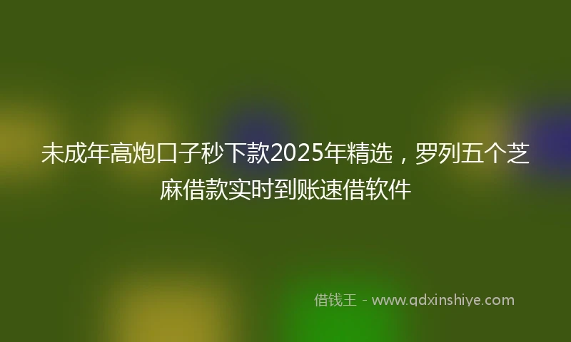 未成年高炮口子秒下款2025年精选，罗列五个芝麻借款实时到账速借软件