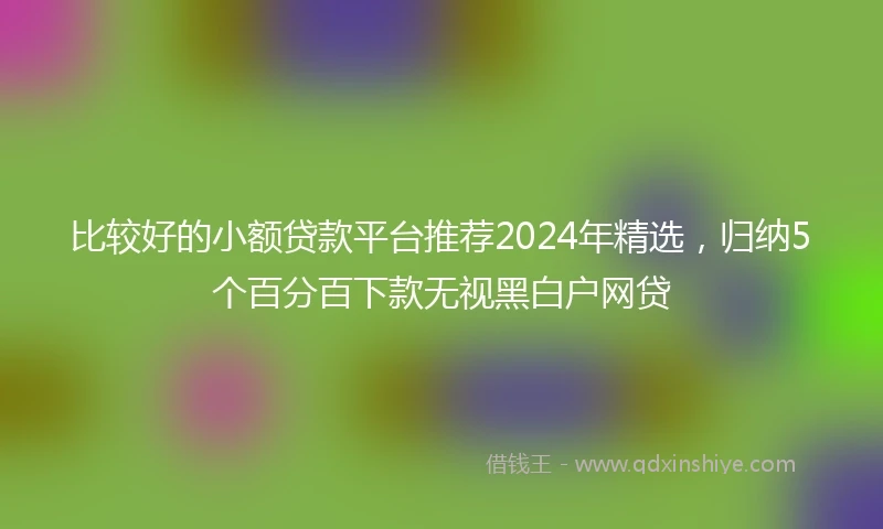 比较好的小额贷款平台推荐2024年精选，归纳5个百分百下款无视黑白户网贷