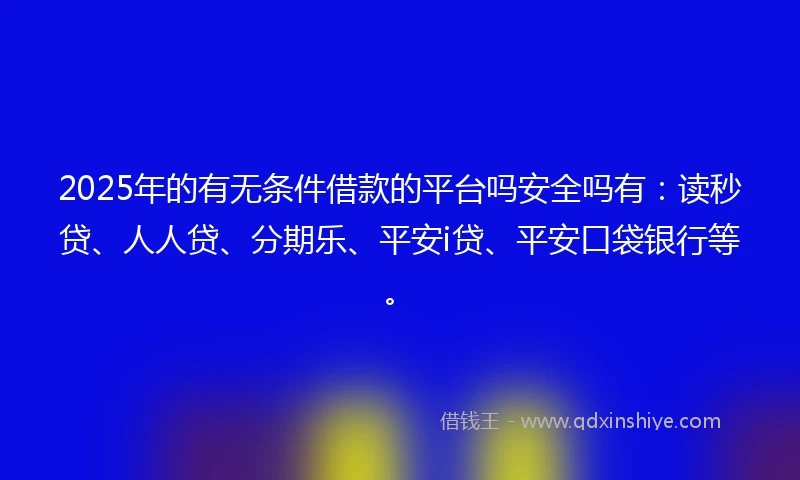 2025年的有无条件借款的平台吗安全吗有：读秒贷、人人贷、分期乐、平安i贷、平安口袋银行等。