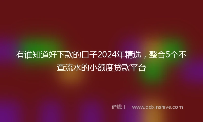 有谁知道好下款的口子2024年精选，整合5个不查流水的小额度贷款平台