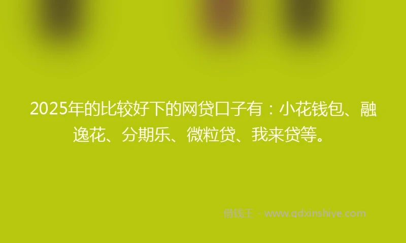 2025年的比较好下的网贷口子有：小花钱包、融逸花、分期乐、微粒贷、我来贷等。