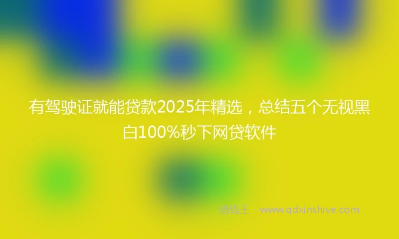 有驾驶证就能贷款2025年精选，总结五个无视黑白100%秒下网贷软件