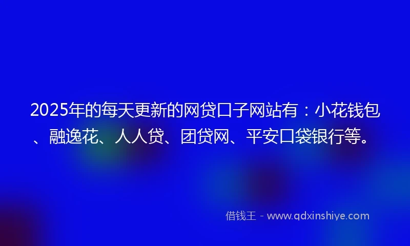 2025年的每天更新的网贷口子网站有：小花钱包、融逸花、人人贷、团贷网、平安口袋银行等。